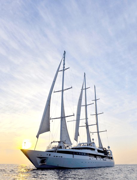 PONANT luxury expedition yacht sailing serenely in polar glacial waters