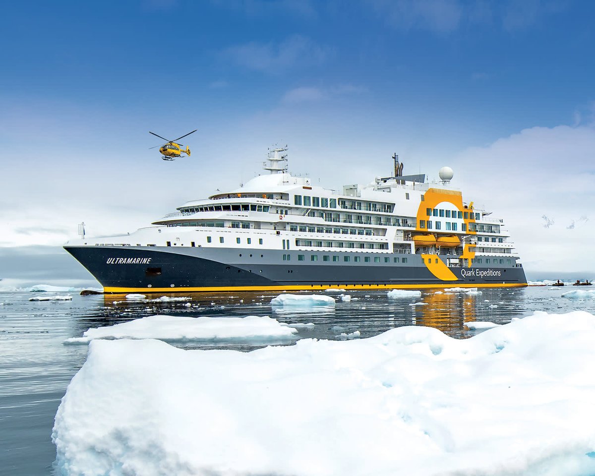 Quark Expeditions ship navigating polar sea ice in the Antarctic circle
